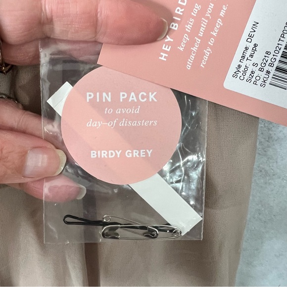 Birdy Grey Size S Devin Convertible Gown Taupe Slit Missing Sleeve Upcycle NEW - Picture 7 of 7